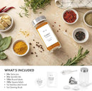 Glass Spice Jars with Label and Stainless Steel Lids (24 x 4oz) Spice Containers with 240 Labels, Shaker Inserts, Steel Funnel, Empty Square Empty Square Seasoning Organizer (White) by CozyNest Decor
