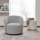 KINWELL 34" Boucle Swivel Barrel Chair with 18" Round Ottoman Set, Fully Assembled Set of Sherpa Accent Chair and Footrest, Modern Comfy Armchair and Footstool for Living Room and Bedroom, Black White by CozyNest Decor
