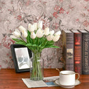 Mandy's Artificial Tulips 60 Stems White PU Faux Flowers for Wedding Home Decor 13.5 Inch by CozyNest Decor