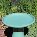 Sunnydaze 21" H Ceramic Bird Bath for Outside - Hand-Painted Outdoor Bird Bath Bowl, UV/Frost-Resistant Finish - Seafoam - Cut Out Pedestal by GreenHaven Gardens