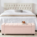 48" Ottoman with Storage, Pink Storage Ottoman Bench with Safety Hinge, Upholstered Entryway Bench with Seating for Bedroom, Living Room, Holds up to 330 lb by CozyNest Decor