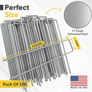USA Made 100 Pack Landscape Staples 6 inch 11 Gauge Garden Stakes Galvanized Landscape Fabric Pins | Metal Stakes for Ground Cover Holding Fence Christmas Decorations Irrigation Tubing by GreenHaven Gardens