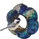 Sunnydaze 10-Inch Glass Mosaic Hanging Bird Feeder for Outdoors - Fly-Through Wild Bird Feeder - Indigo Flower Mosaic by GreenHaven Gardens