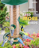 iBorn Bird Feeders for Outdoors, 2LB Metal Bird Feeders 17cm Large Roof &Tray, 4 Feeding Ports, Green Finish by CozyNest Decor