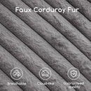 HIGOGOGO Round Stuffed Pouf Ottoman, Stripe Faux Fur Poufs with Foam Chunk Filling, Furry and Fluffy Pouf Foot Stool Storage Ottoman, 20 X 15 Floor Poufs Foot Rest for Living Room, Grey by CozyNest Decor