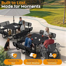 Metal Picnic Tables for Outdoors with Umbrella Hole - Coated Steel Heavy Duty Commercial Grade Table with Adjustable Seats (Black, 46 in, Square with Back, Expanded Steel) by GreenHaven Gardens