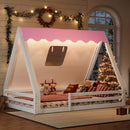 Full Size House Floor Bed with Tent and Light