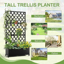 Metal Planter Trellis Box with Wheels & Drain Plug Outdoor Raised Garden Bed Patio Privacy Screen with Planter for Climbing Plants, Vegetables 73"x35"x16" Black-Diamond by GreenHaven Gardens
