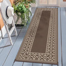 GENIMO Outdoor Rug Waterproof for Patio Decor, 2.5'x8' Foldable Reversible Plastic Straw Runner Rugs Carpet for Porch, Outside Area Mat for Rv, Deck, Picnic, Camper, Balcony, Coffee & Beige by CozyNest Decor