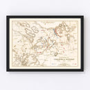 Vintage Map of the Battles of Turcoing & Tournay, 1794
