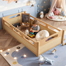 Twin Size Floor Platform Bed with Full-Length Guardrails