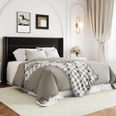 Allewie Queen Size Velvet Lift Up Storage Bed, Modern Wingback Headboard, Hydraulic Support, No Box Spring Needed, Black by CozyNest Decor