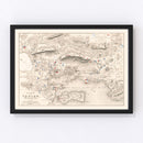 Vintage Map of the Siege of Toulon, 1793