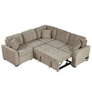L-Shape Sofa Bed Pull-Out Sleeper Sofa With Wheels, USB Ports, Power Sockets For Living Room by HouseOfZazla