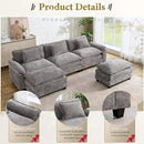 URRED Modular Sectional Sofa Comfy Cloud Couch, Modern Chenille Sofa Sleeper Deep Seat Couches with Ottoman/Pillows for Living Room (Gray, 117'' - U Shape) by CozyNest Decor
