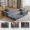 Convertible Sleeper Sofa Bed, Compression Folding Sofa with Pillow, No Assembly Required, Shape Frame, Floor Sofas Lounge Couch for Living Room, Bedroom, Small Spaces(Corduroy, 77''W, Dark Grey) by CozyNest Decor