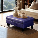 Ottoman Rectangular Storage Ottoman Bench, Faux Leather Footrest, Coffee Table, Stool Footstool with Hinged Lid for Living Room, Bedroom, Entryway, Blue, 28.5"x19"x17.5" by CozyNest Decor