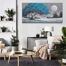 TAIJXAGSG Wall Art For Living Room Blue Tree Moon Canvas Art Wall Print Decor Artwork Print Painting 24" X 48" Modern Wall Art Picture For Bedroom Modern Salon Kitchen Office Home Wall Decor by CozyNest Decor