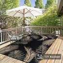 Pauwer Waterproof Outdoor Rug 6x9, Reversible Plastic Straw Patio Camping Rug, Indoor Outdoor RV Mat Carpet for Deck, Camper, Porch, Balcony, Backyard, Picnic, Leaf Black Brown by GreenHaven Gardens