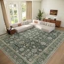 Washable 9x12 Area Rugs for Living Room, Boho Non-Slip Silicone Backing Rugs for Bedroom Dining Room Nursery Office, 0.3" Neutral Oriental Throw Carpet with 0.16" Cushioning Pad, Sage Green/Multi by TinyTreasures Baby Boutique