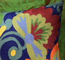 Blue Floral Pillow Cover | Navy Flower Throw Pillow | Outdoor Suzani Cushions | Hand Embroidered Chair Cushion | Wool Size - 18x18 by CozyNest Decor