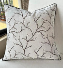 VAGMINE Embroidered Pussy Willow Throw Pillow Cover - 18x18 Inches Square - 100% Cotton Ivory Decorative Cushion Cover - Floral Embroidery - Soft Neutral Accent for Sofa, Bed, Couch, Farmhouse Décor by CozyNest Decor