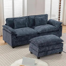 URRED Modular Sectional Sofa Comfy Cloud Couch, Modern Chenille Sofa Sleeper Deep Seat Couches with Ottoman/Pillows for Living Room (Blue, 82.6''- L Shape) by CozyNest Decor