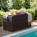 Greesum 100 Gallon Resin Deck Box Large Outdoor Storage with Cushions for Patio Furniture, Garden Tools, Pool Supplies, Weatherproof and UV Resistant, Lockable, Dark Brown by GreenHaven Gardens