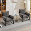 YISHENG Accent Chair with 6-Angle Adjustable Backrest, Chenille Fabric Living Room Chair Upholstered Lounge Chair, Modern Chair Cozy Reclining Chair for Reading Room, Set of 2 Gray by CozyNest Decor