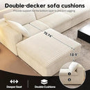 118" U Shaped Modern Sofa Modular Sectional Cloud Couch with 2 Ottoman,Upholstered Couches with Corduroy Fabric for Living Room Furniture,Bedroom and Apartment,No Assembly Required,White by CozyNest Decor