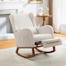 Rocking Chair Nursery Glider Chair with Foot Rest, Nursery Rocking Chairs with Rubber Wood Legs Side Pocket, High Back Nursing Chair, Accent Rocker Arm Chair Baby Bedroom, Living Room, Beige by TinyTreasures Baby Boutique