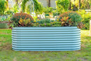 Vego garden 32" Extra Tall Raised Garden Bed Kits, 10 in 1 Modular Raised Planter Box for Vegetables Flowers Fruits Oval Metal Raised Garden Bed, Sky Blue by GreenHaven Gardens