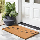 Barnyard Designs Natural Coco Coir Heavy Duty Backing Doormat - Large Cute Non-Slip Front Door Welcome Mat for Outside Entrance or Porch Entry, Brown (17x30, Paws) by CozyNest Decor