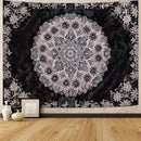 Fowocu Boho Floral Mandala Tapestry Wall Hanging Grey Bohemian Flower Medallion Tapestry Aesthetic Gray Black Hippie Indian Small Tapestries for Bedroom Living Room Dorm Decor 48 x 36 Inch by CozyNest Decor