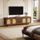 Tribesigns 70.9" TV Stand for TVs up to 80 Inches, Mid-Century Modern Entertainment Center with Storage and Drawers, Rattan Media Console TV Cabinet for Living Room, Bedroom, Walnut by CozyNest Decor