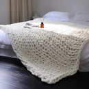 Maetoow Chenille Chunky Knit Blanket Throw （82×86 Inch）, Handmade Warm & Cozy Blanket Couch, Bed, Home Decor, Soft Breathable Fleece Banket, Christmas Thick and Giant Yarn Throws, Cream by CozyNest Decor