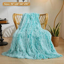 XeGe Plush Faux Fur Throw, Aqua Comfy 50x60 Fuzzy Blanket, Luxury Boho Lightweight Couch Throw, Autumn Ultra Soft Fluffy Shaggy Lap Blanket for Couch Bed Sofa Chair Ombre Aqua Green by CozyNest Decor