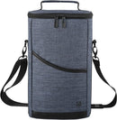 ALLCAMP 2 Bottle Wine Tote Carrier - Insulated Portable Padded Canvas Wine Bag for Travel, BYOB Restaurant, Wine Tasting, Party, Great Christmas Day Gift for Wine Lover，Blue by TinyTreasures Baby Boutique
