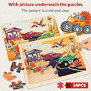 SYNARRY Large Wooden Monster Truck Puzzles for Kids Gift Box(12.2*9.4 in) - FSC Certified, 24 Piece Puzzles for Toddlers 3-5, Wood Puzzle for Kids Ages 4-6, Toys Gifts for 3 4 5 6 Year Old Boys Girls by TinyTreasures Baby Boutique