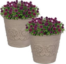 Sunnydaze 19.5-Inch Arabella Large Plant Pot - Polyresin Round Outdoor Planter with Drillable Drainage Holes - 2 Pack - Beige by CozyNest Decor