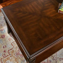 Solid Wood Coffee Table with Storage Shelf, Mid-Century Living Room Tables with Carved Tabletop and Leg, 43.3” Splicing Cocktail Center Sofa Table, Cherry Brown KFZ-DR200 by CozyNest Decor
