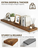 Marsmiles 48" Floating Shelves for Wall, Wooden Shelves with Invisible Brackets Set of 2, Rustic Farmhouse Wall Mounted Shelf for Kitchen Bathroom Living Room Study, Rustic Brown by CozyNest Decor