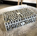 Decorative Wooden Storage Box with Mother of Pearl Inlay – Elegant Floral Design – Perfect for Home Décor in Living Room, Dining Area, or Bedroom (Black, 12x8x5 inches) by CozyNest Decor