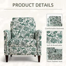 Floral Accent Chair, High Back Upholstered Armchair with Solid Wooden Legs, Padded Armrest and Removable Comfortable Cushioned Seat Single Sofa for Living Room, Bedroom, Green by CozyNest Decor