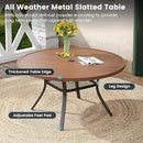 DIFY 48" Round Patio Dining Table for 6, All Weather Round Outdoor Metal Dining Table with 1.57" Umbrella Hole, Perfect for Backyard Lawn Garden, Walnut by GreenHaven Gardens