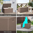 Premium Pro Edition 73 Gallon Lockable Resin Deck Box, Waterproof & UV-Resistant Outdoor Storage Box for Outdoor Cushion Storage, Garden Tools & Pool Accessories Storage, Brown by CozyNest Decor