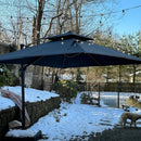 PURPLE LEAF 10ft Patio Umbrella with Base Large Outdoor Square Umbrella Deluxe Hanging Double Top Cantilever Offset Market Umbrella Windproof Garden Umbrella Grey by GreenHaven Gardens