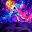 BVBOX Astronaut Space Blacklight Tapestry 79"x59", UV Reactive Floating Astronaut Universe Galaxy Planet Glow in Dark Tapestries, Black Light Neon Upright Poster Wall Hanging Backdrop Decor for Bedroom Living Room by CozyNest Decor