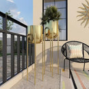 CosmoLiving by Cosmopolitan Metal Indoor Outdoor Planter Tall Indoor Outdoor Dome Large Planter Pot with Removable Stand, Set of 2 Planters 39", 46"H, Gold by GreenHaven Gardens