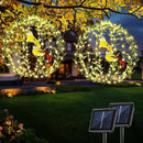Joomer Solar Lights Outdoor, 2 Pack 12in 120 LED Solar Hanging Light Balls Outdoor, 8 Modes Waterproof Foldable Metal Sphere Light with Hook for Outside Hanging - Warm White(Ball with Green Leaf+Bird) by GreenHaven Gardens